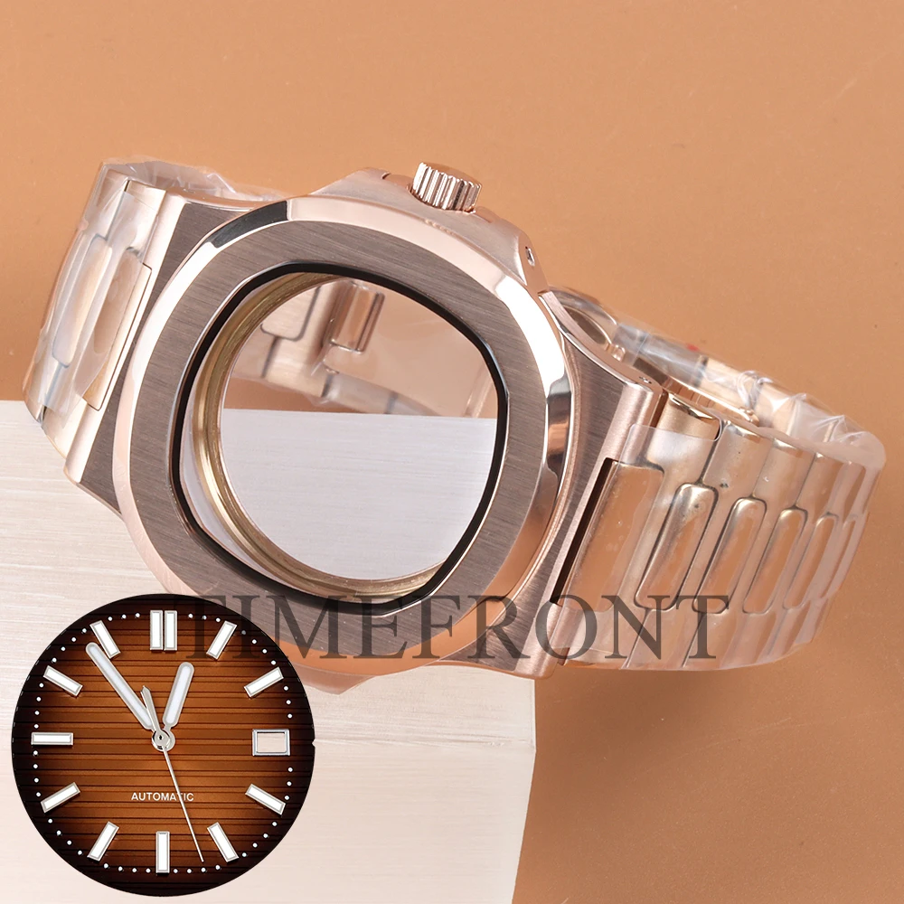 

40mm Rose gold Watch Case Stainless Steel For Modified Nautilus nh35 nh36 nh38 Movement 29.8mm Dial and Hands Watch Accessories