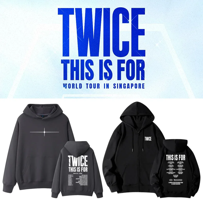 

TWICE2025 This Is for Tour Concert Толстовка с капюшоном на подкладке Jaet с капюшоном Женская свободная длинная рубашка из смеси хлопка с принтом...
