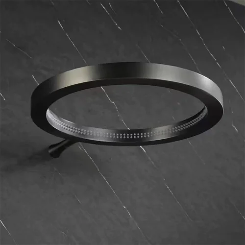 Imagen 2 del producto Cabezal de ducha de baño negro montado en la pared, latón de lluvia, 50x50cm, cepillo, diseño de aro de baloncesto gris dorado, techo de refuerzo de presión