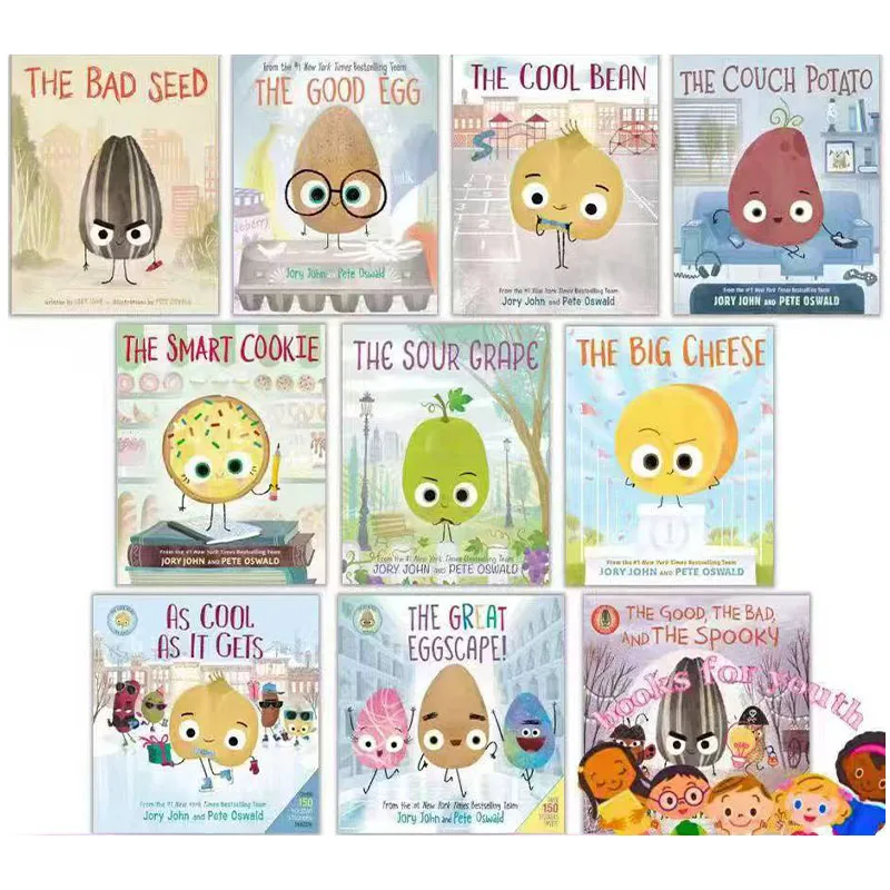 10 buku/set kue pintar biji buruk sofa telur baik kentang keren kacang gambar bahasa Inggris buku cerita anak-anak membaca pendidikan