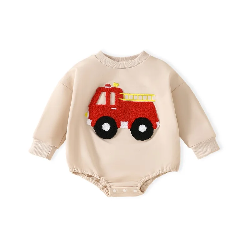 Baby Boy Sweatshirt Romper Fall Winter Clothes Outfits Sweater Long Sleeve Bubble Romper Bodysuit