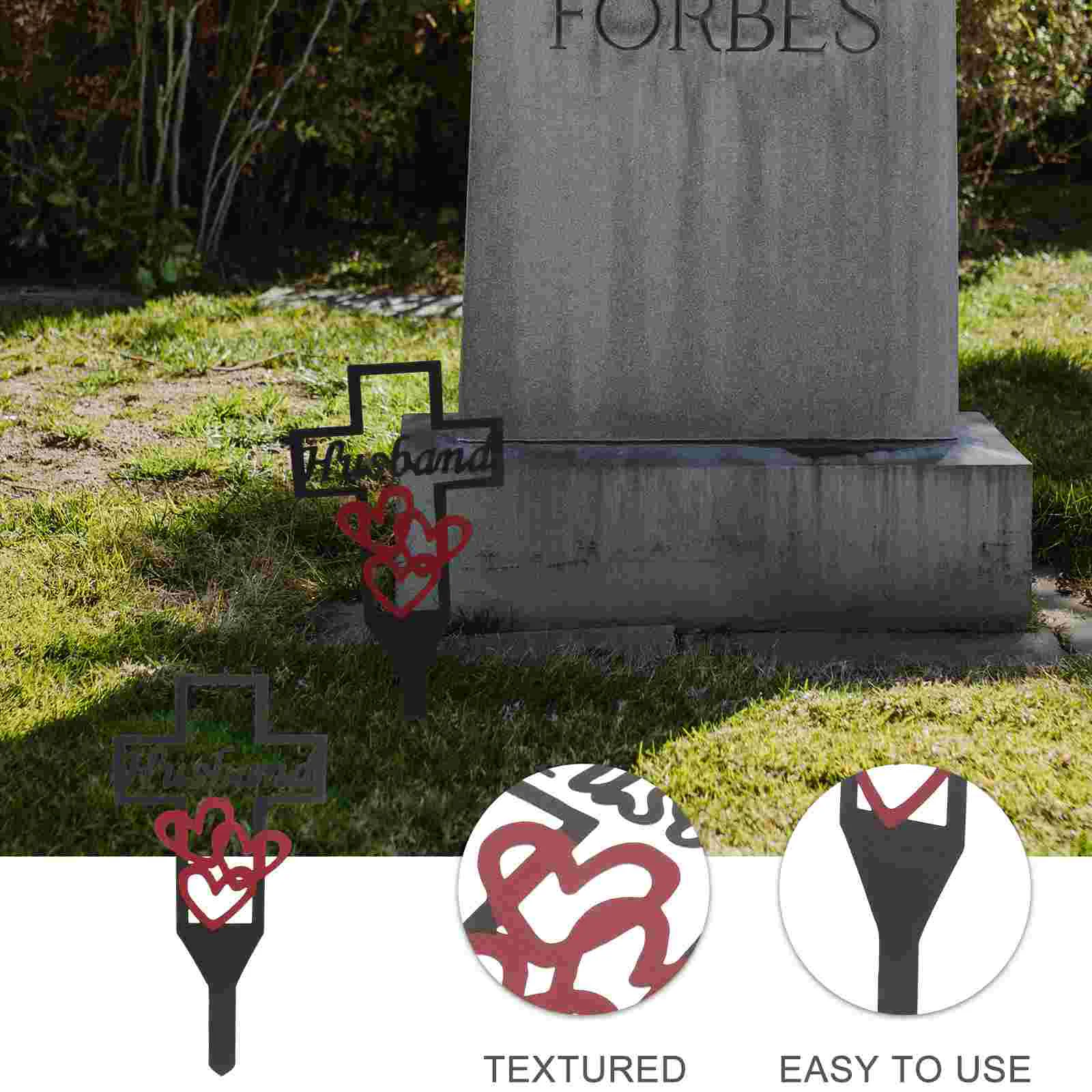 Metal Cross Garden Pile Cemetery Decoration Memorial Husband Ground Insert Sign Marker Outdoor Decorations