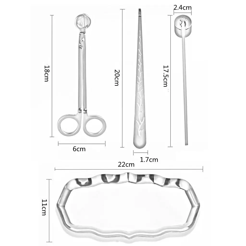 Zestaw akcesoriów do świec 4 w 1. Trymer do knotów świec. Wykładzina do knotów świecowych. Taca do przechowywania knotów świecowych