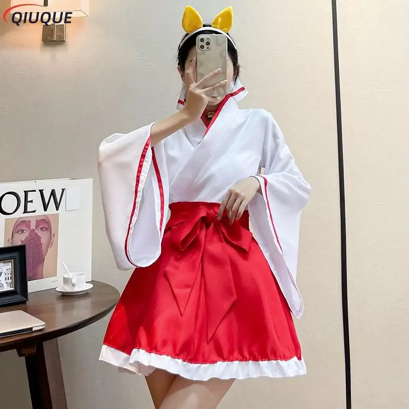 Anime inu x boku ss shirakiin ririchiyo miko cosplay traje feminino quimono uniforme S-5XL