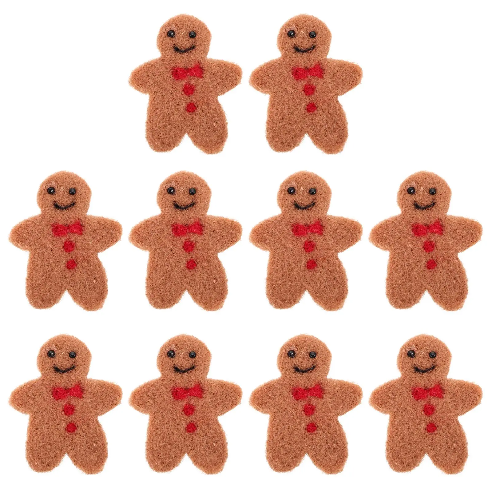 10Pcs Gingerbread Man Felt Pendants DIY Wool Felt Pendants Wreath Decor Materials