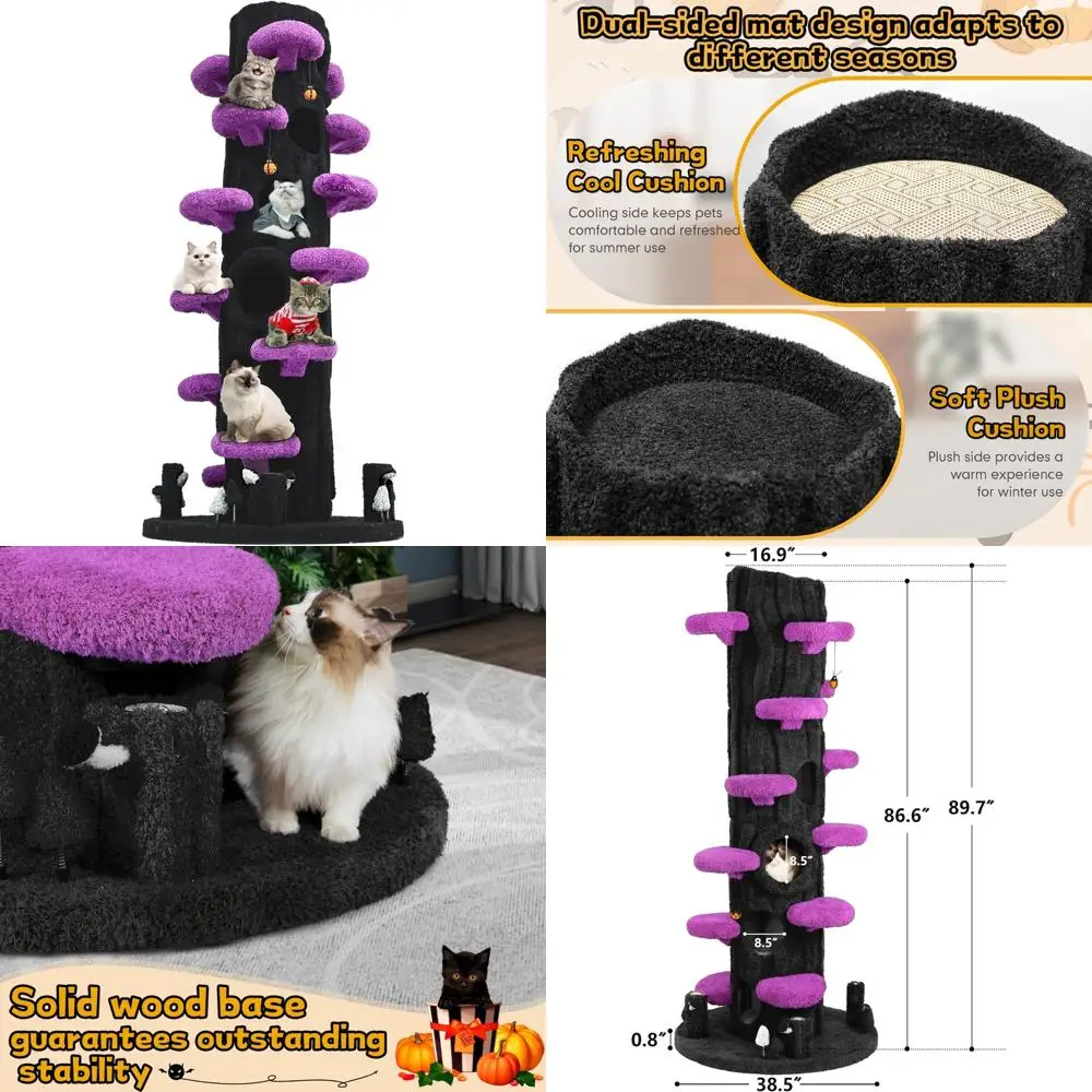 

«Огромное многоуровневое плюшевое кошачье дерево 88,6» со встроенной когтеточкой и функциями восхождения.