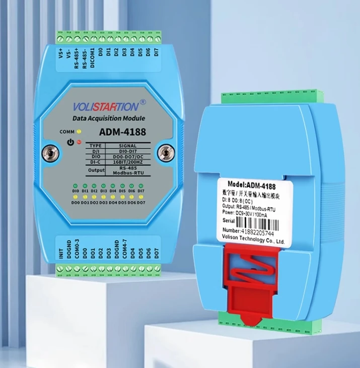 ADM-4188 8-kanałowe wejście przełącznika 8-kanałowe wyjście przełącznika 8DI/DO moduł akwizycji 485 modbus ADM-4188