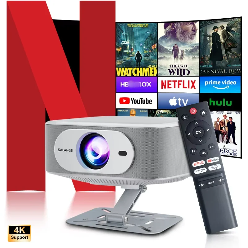 Salange Netflix Officially Licensed Android 13 P92MAX Smart 4K Projector 1080p Native Dual WiFi BT5.2 12000L Elec Focus HD Movie