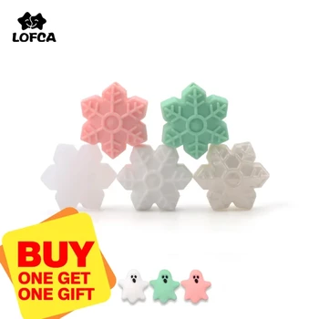 Contas de silicone de floco de neve 5 tamanhos sem bpa contas de dentição de bebê para fazer joias diy presente de dentição de bebê mastigável