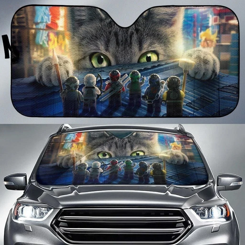 

Car 3D Cat and Villain Funny Design Car Accessories UV Protect Fold Car Sun Shade for Windshield UV Sun Gloss Sunshade