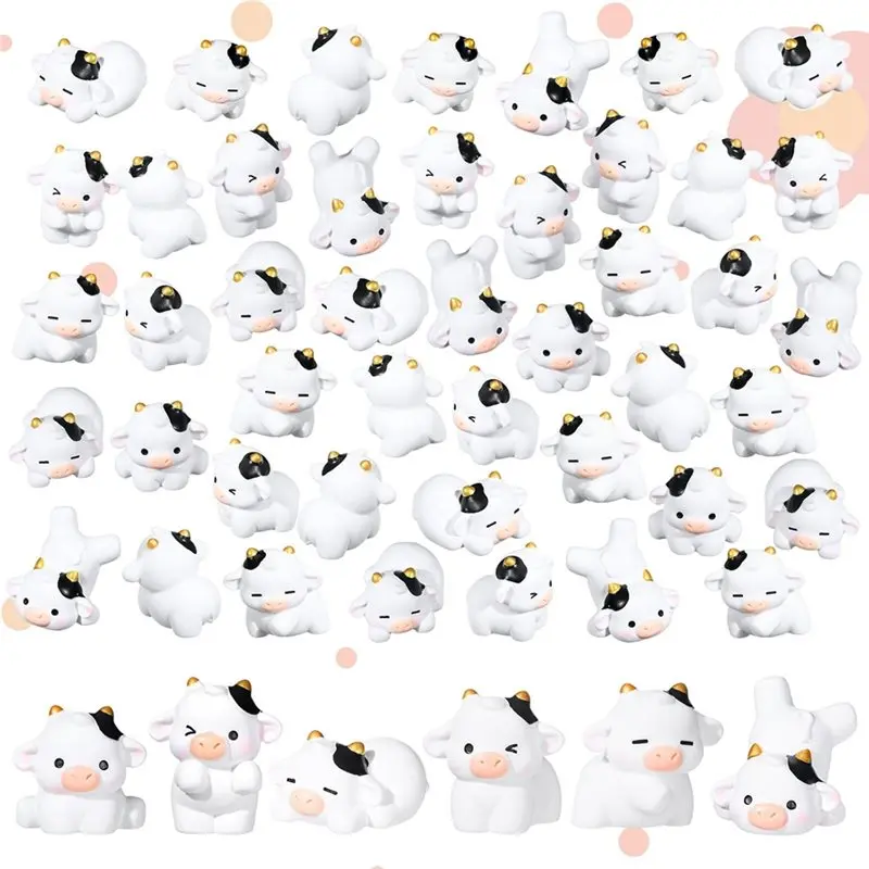

A60zcute Tiny Animal Miniature 48 Pcs Resin Cow Figurines Outdoor Moss For Fairy Ornament Garden Decor For DIY Projectsmay