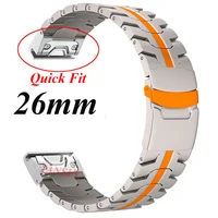 Correa de acero inoxidable Garmin de 26mm para Fenix 8 7X Pro 6X 5X Plus, correa de reloj de fácil ajuste, pulsera Solar Tactix7 Quatix7X