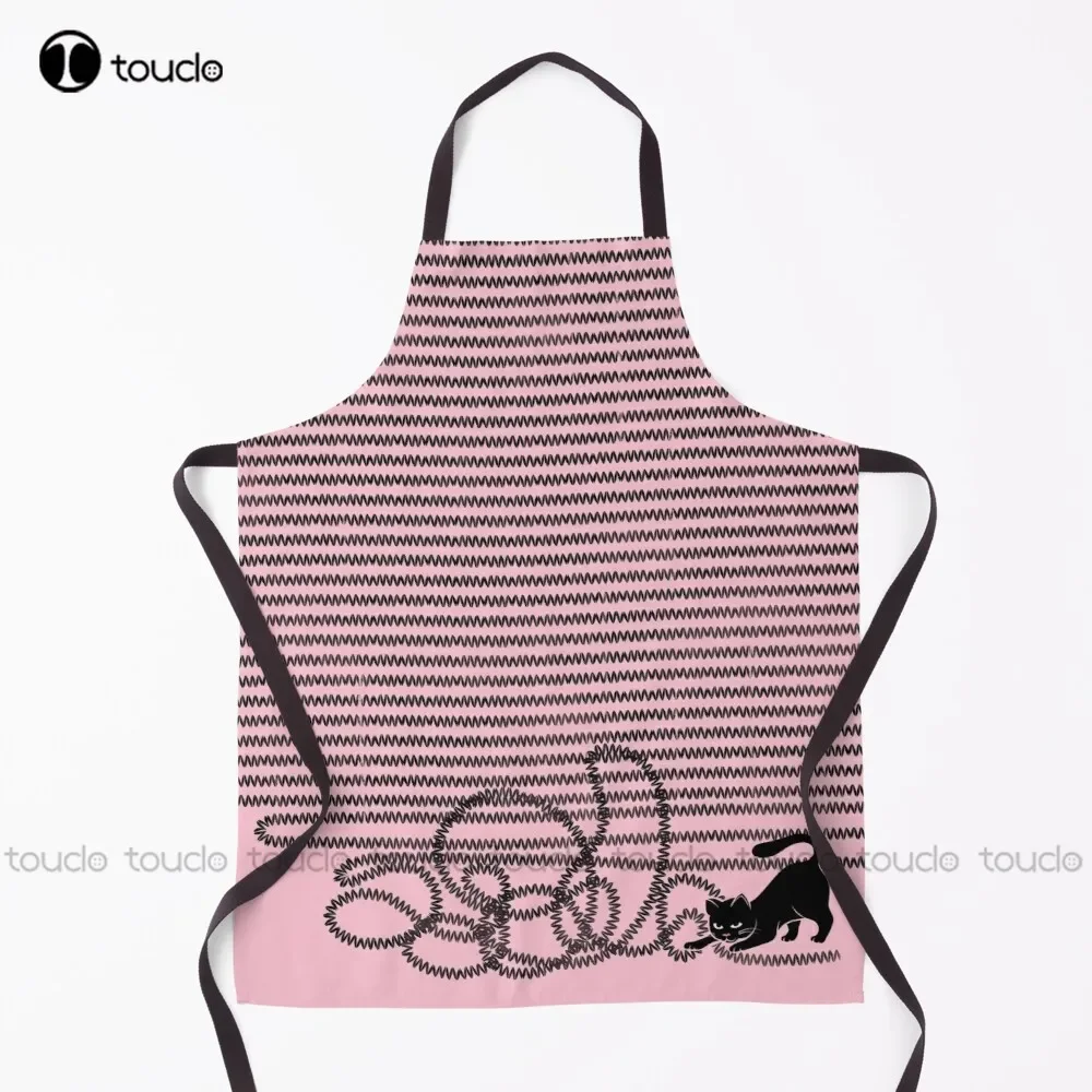 

Новый фартук Unravel (черный кот на розовом), садовый фартук для уборки дома, персонализированный фартук на заказ для женщин и мужчин, унисекс, для взрослых