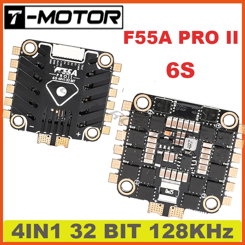 

T-MOTOR F55A PRO II 6S 4 в 1 32 бит 128 кГц Бесщеточный Регулятор скорости ESC HYBIRD POWER BLHELI_32 10V 2A BEC для радиоуправляемых гоночных дронов