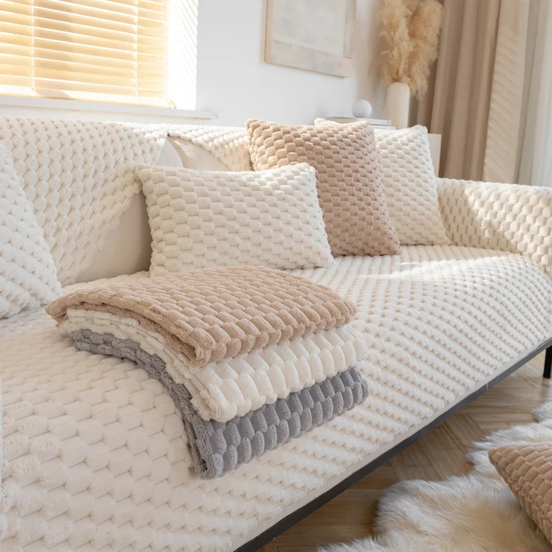 

Winter Warm Plush Sofa Towel Anti-slip Slipcovers Super Soft Velvet Sofa Cover Good Quality L-shaped Sectional Sofa Cover