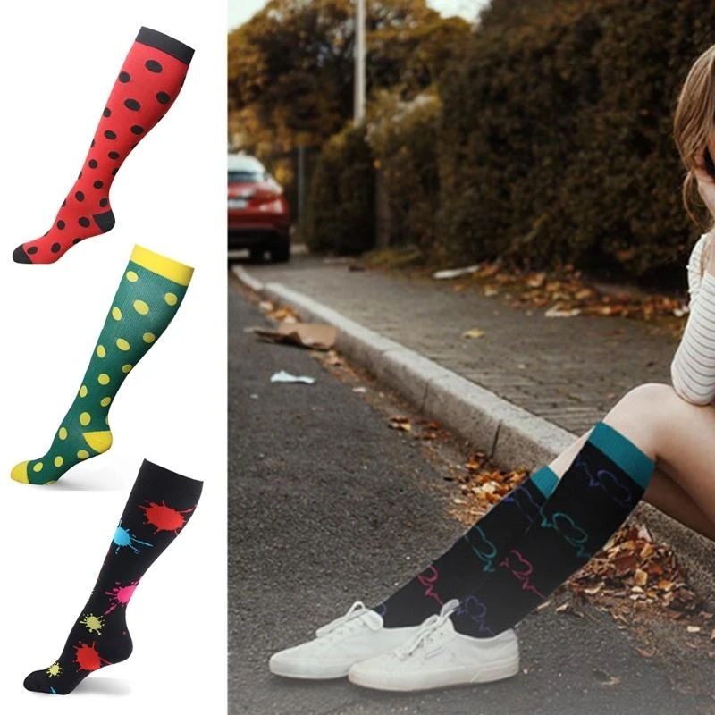 

5 пар компрессионных чулок до колена, носки для женщин с варикозным расширением вен, 15UB