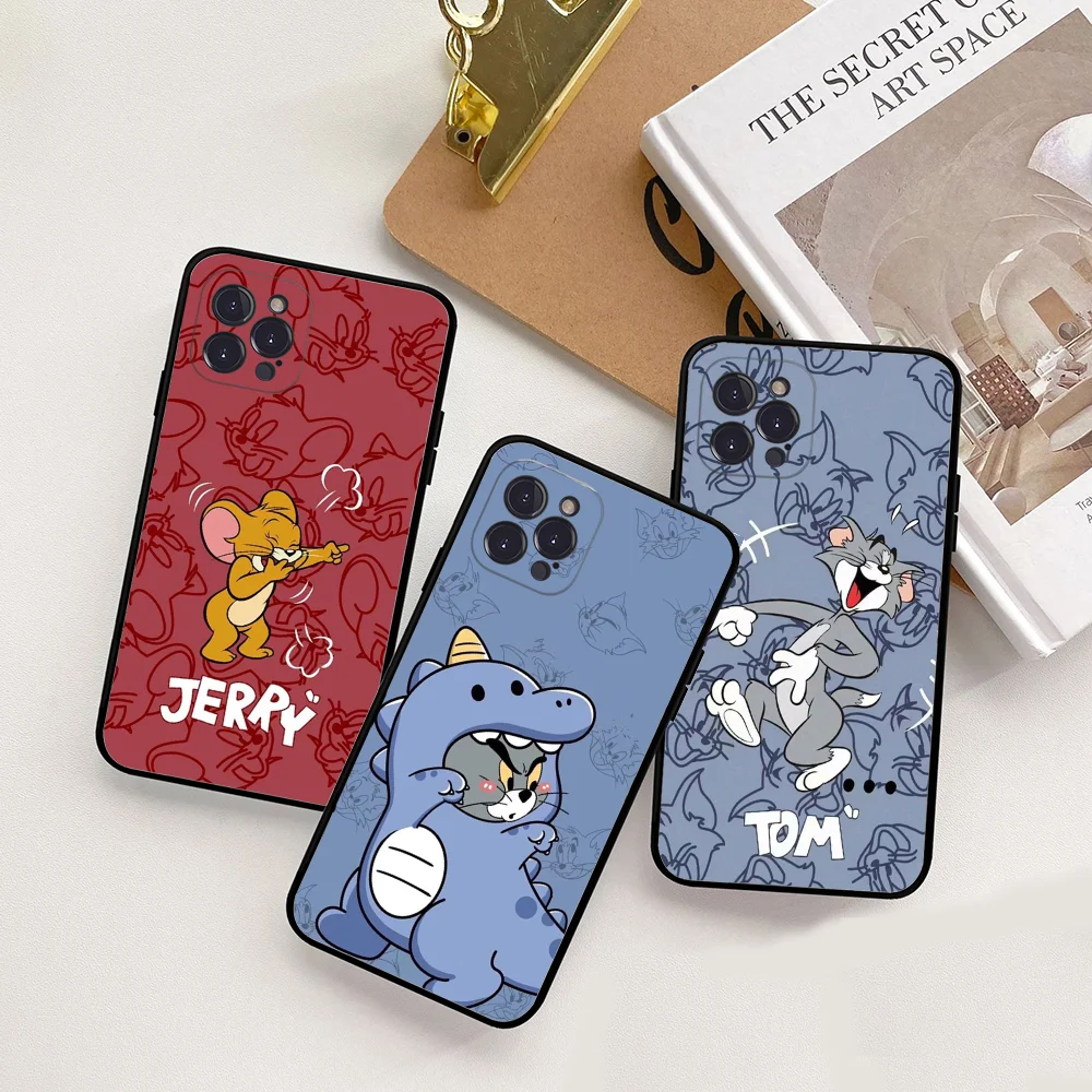 Cartoon T-Tom And J-Jerry Phone Case For iPhone 15 14 11 12 13 Mini Pro XS Max Cover 6 7 8 Plus X XR SE 2020 Funda Shell