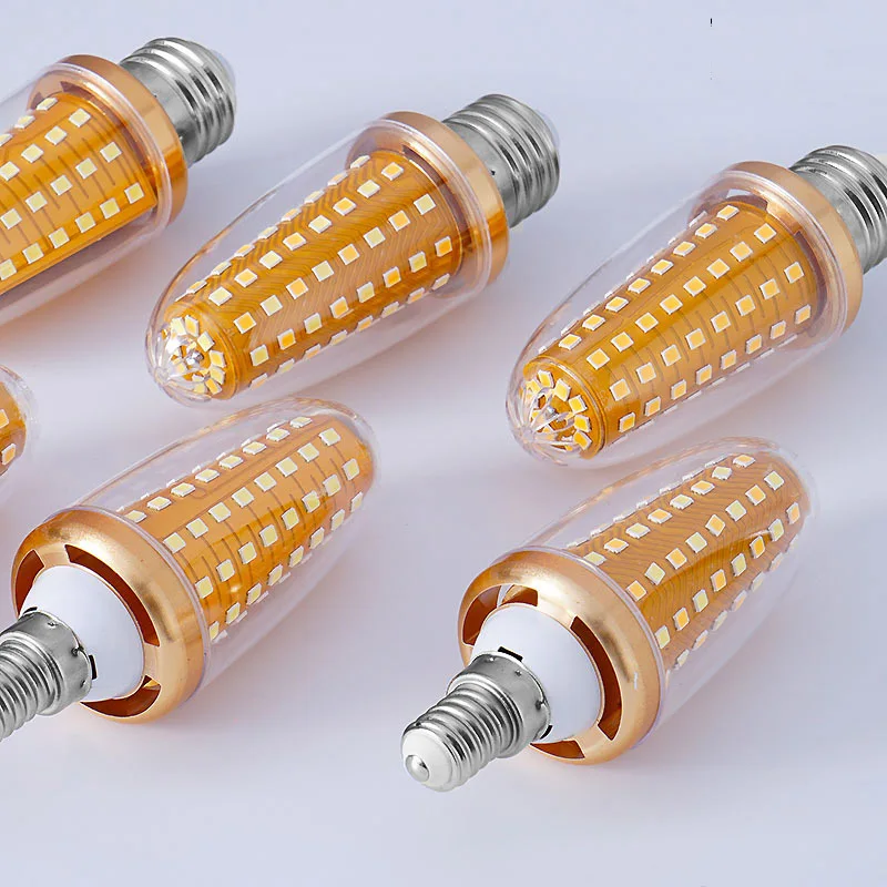 10pcs E27 E14 18w Golden LED Corn Bulb Ceilling Fan Lamp 3000K Nature White 4500K 6000k CCT Double Color Replace 150w Halogen