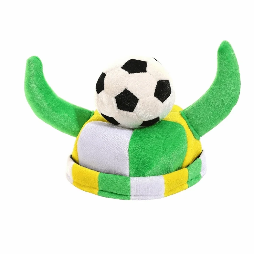 Velvet Carnival Hat Football Themed Colorful Bull Horn Hat Fully Enclosed Sports Style Festive Party Cap
