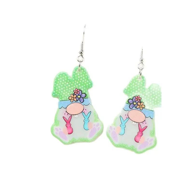 1Pair Easter Gnome Charms Woman Drop Earrings Acrylic Rabbit Easter Egg Jewelry For Woman Girl Holiday Birthday Gift