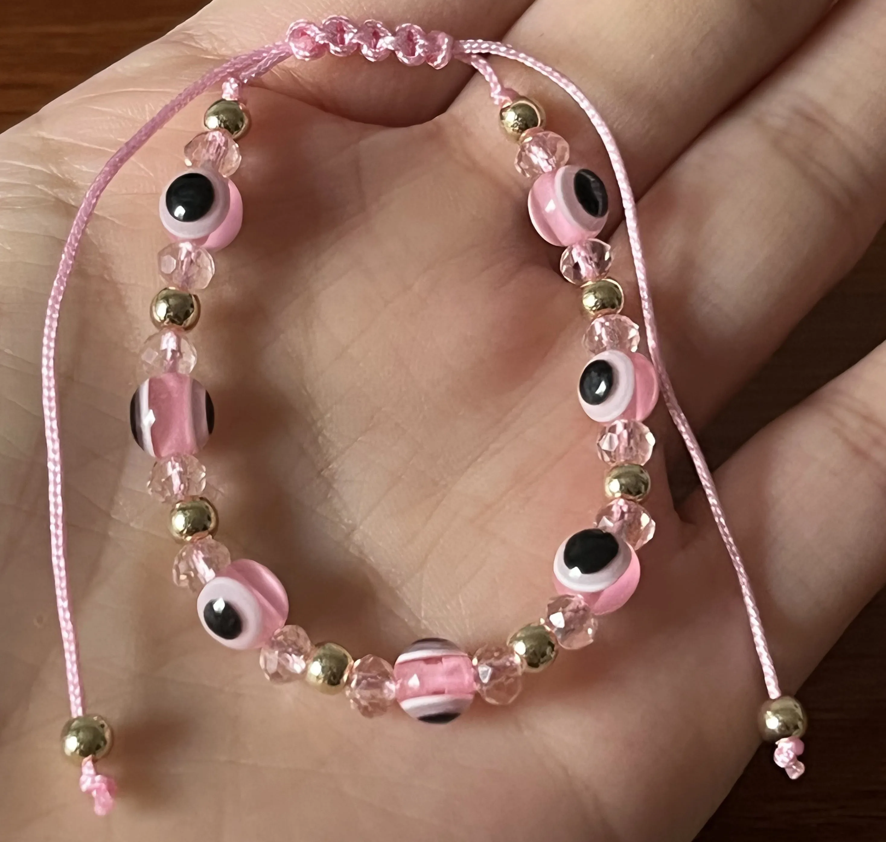 12pcs Baby Size Demon Eye Crystal Braided Prayer Bring Good Luck Bracelet