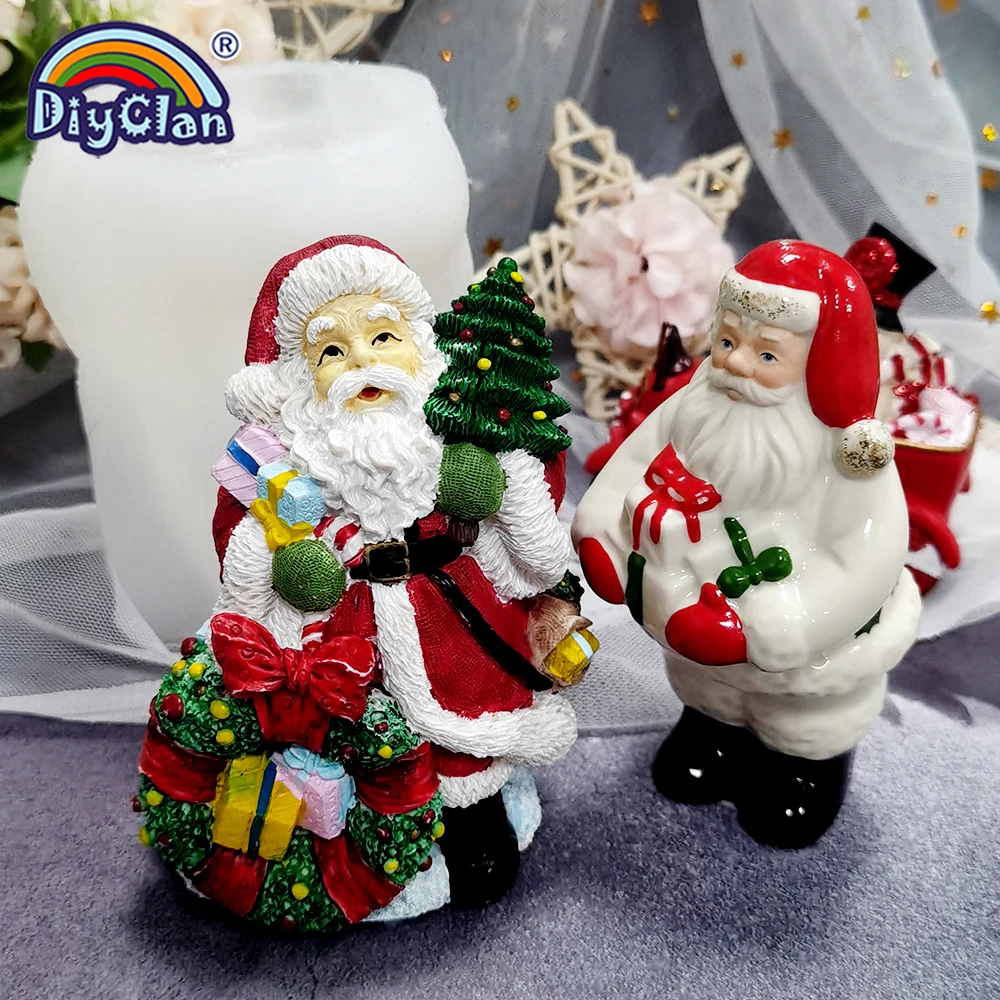 Papai noel silicone vela molde diy vela aromaterapia concreto gesso resina forma artesanato ferramentas para decoração de casa natal