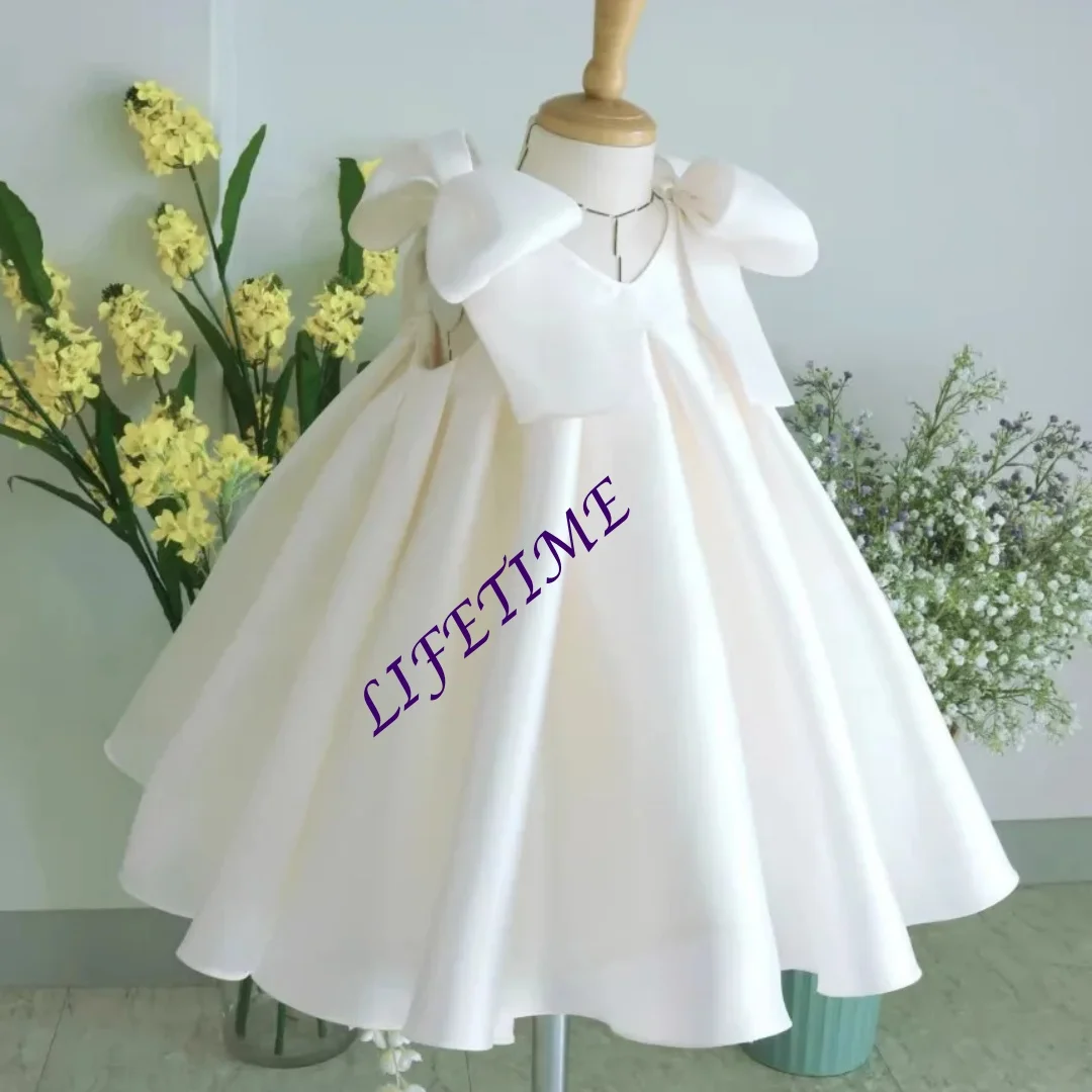 Customized Teen Girl White Host Dress 2025 Children Birthday Party Princess Tutu Gown Costume Kids Summer Performance Dress