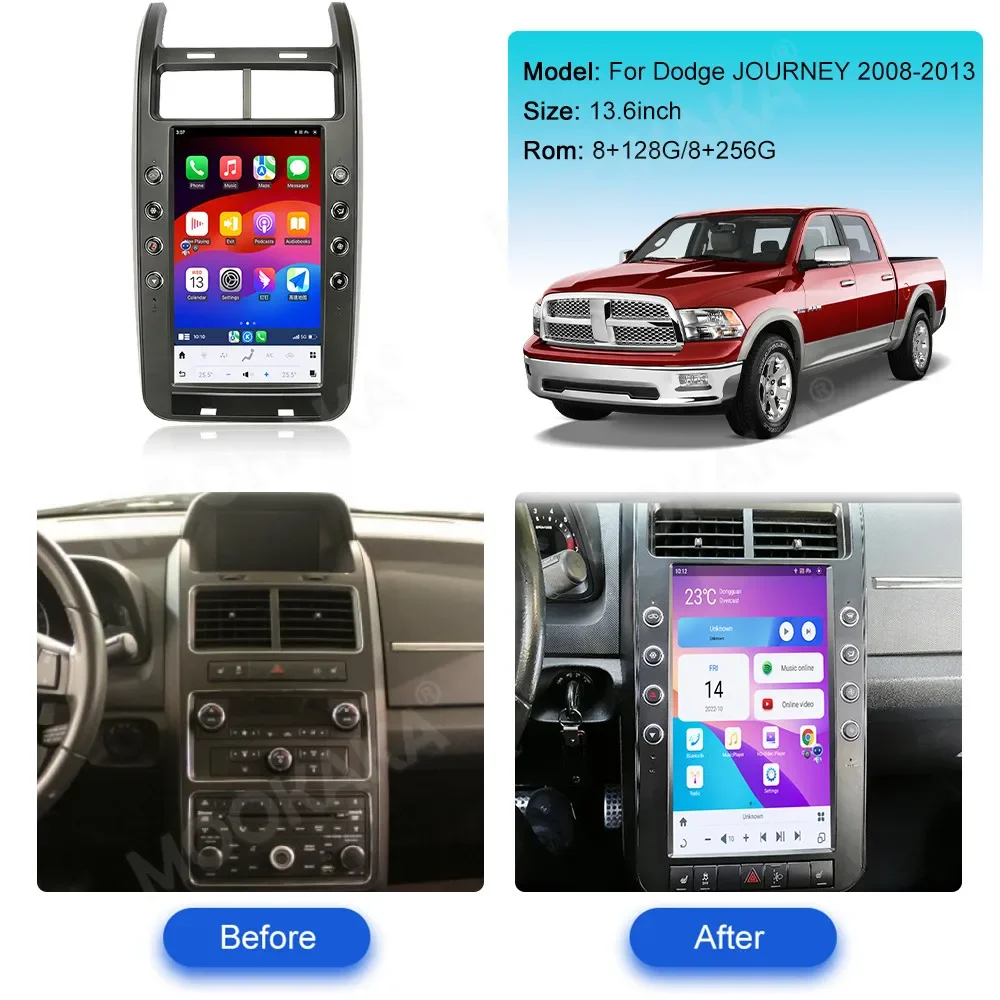 2 Din Android 256GB GPS Navigation for Dodge Journey 2008-2013 Car Multimedia Player Stereo Radio with Carplay DSP Car Radio
