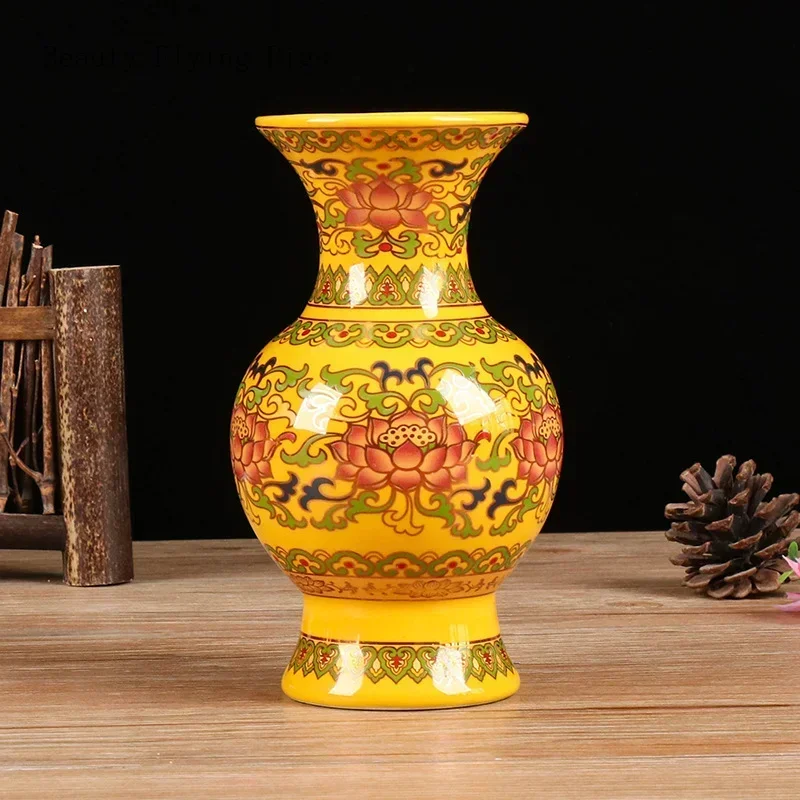 1PCS Ceramic Lotus Water Purifier Bottle for Home Furnishings Buddha Tang Color Vase Buddha Hall Feng Shui Ornament