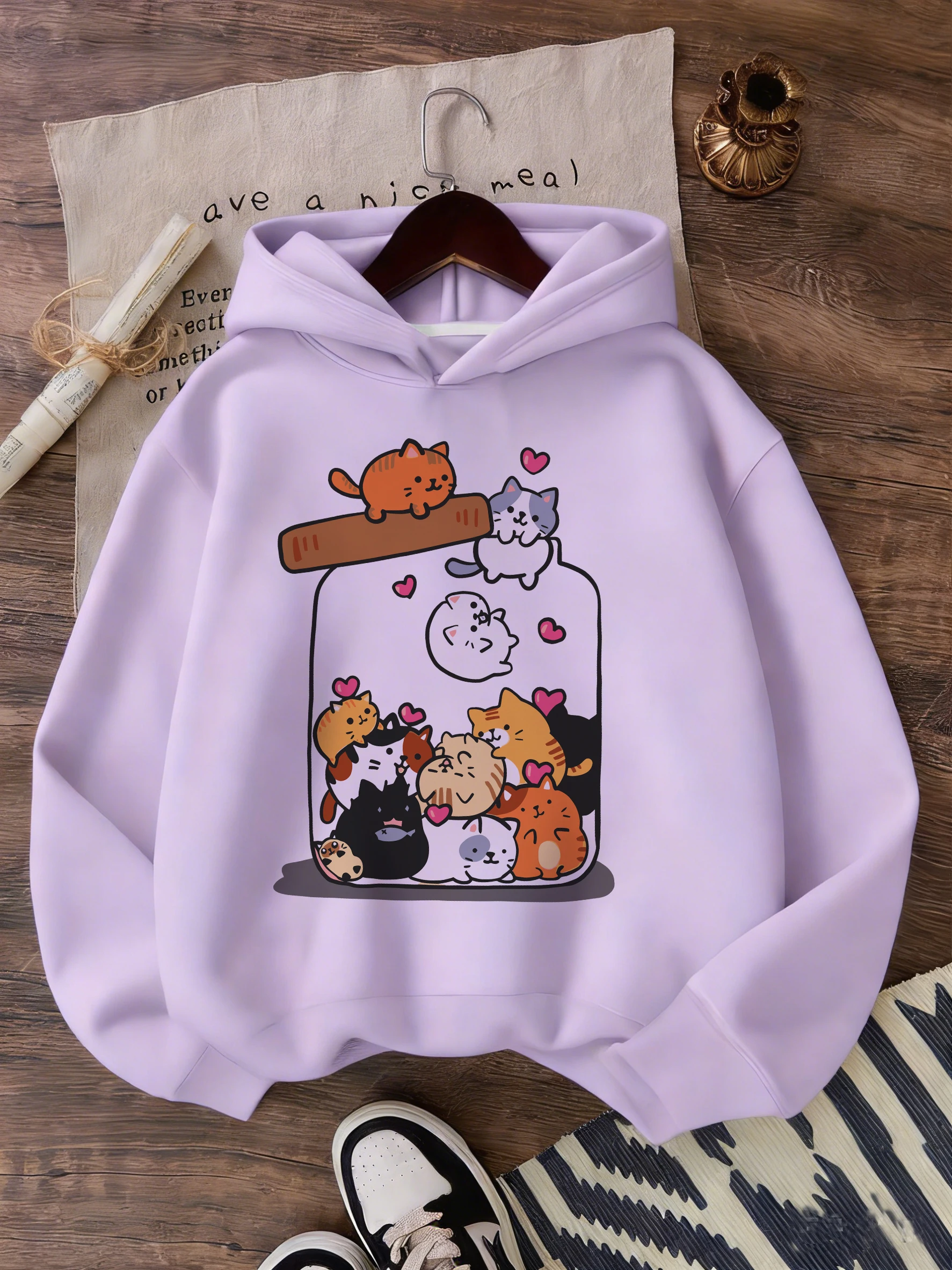 Kawaii Katzenliebhaber-Design Kapuzenpullover für Kinder Niedlicher Hoodie für Jungen und Mädchen Herbst Winter Lässige Kapuzenpullis