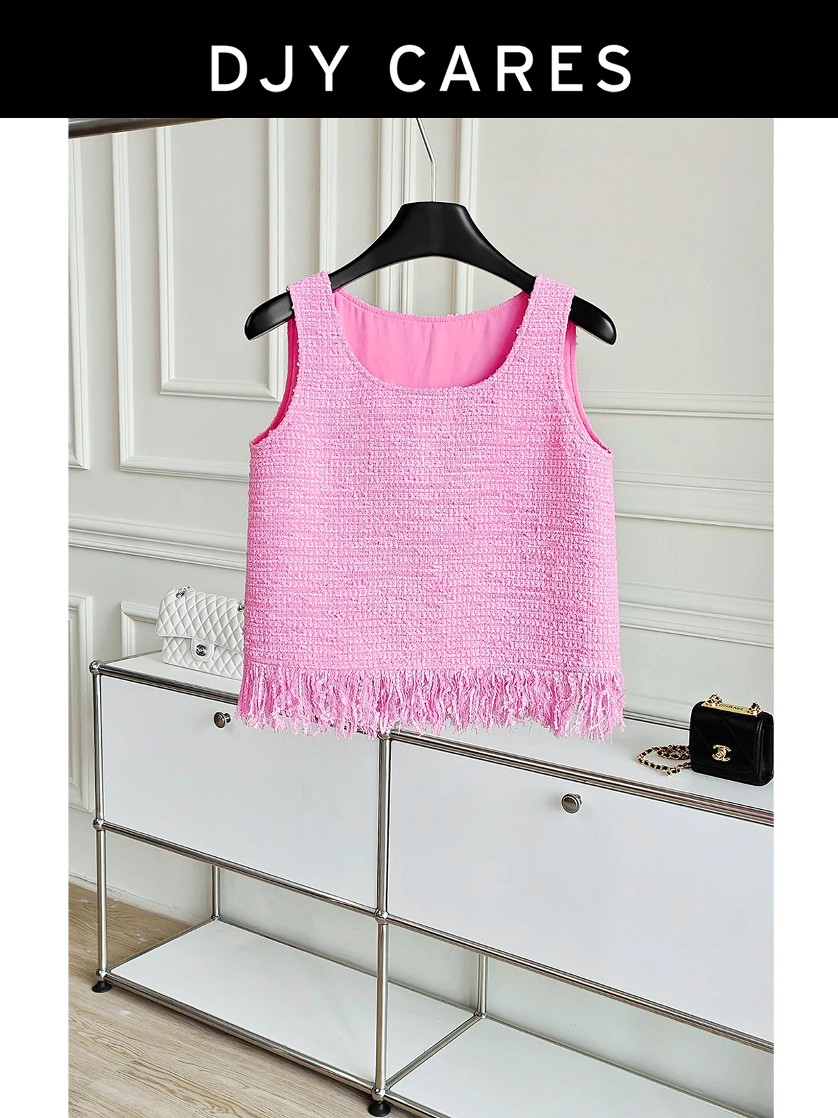 

Новый милый тонкий жилет с розово-красной кисточкой и круглым вырезом, большой размер