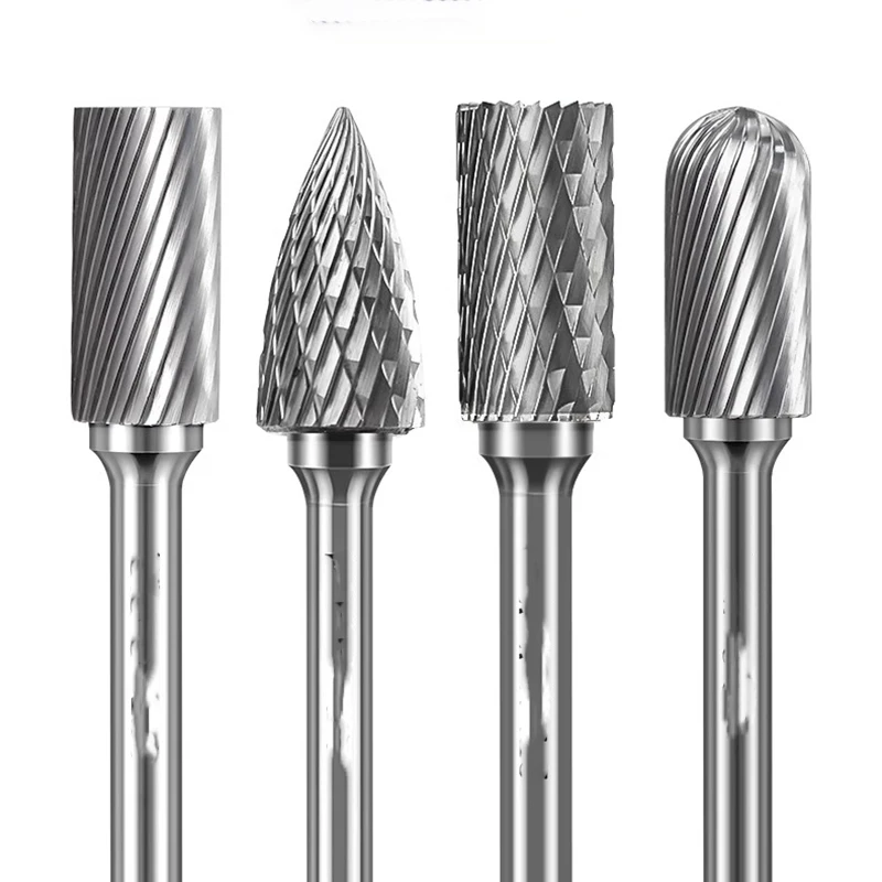 

Double groove tungsten steel rotary file with a ball groove hard alloy cylindrical milling cutter with a blade at the top6MM