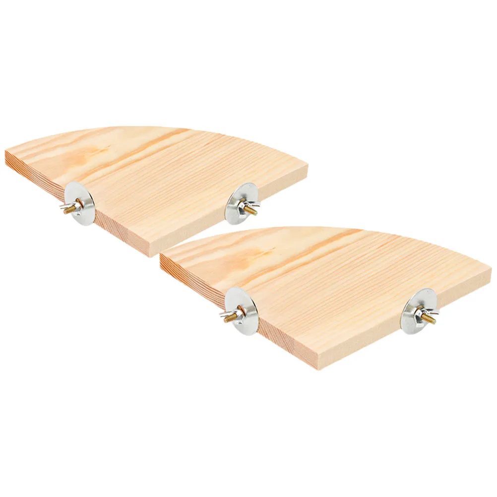 

2pcs Wooden Parrot Perch Stand Platform Bird Cage Accessories Natural Wood Durable Simple Design Easy Installation For Cage