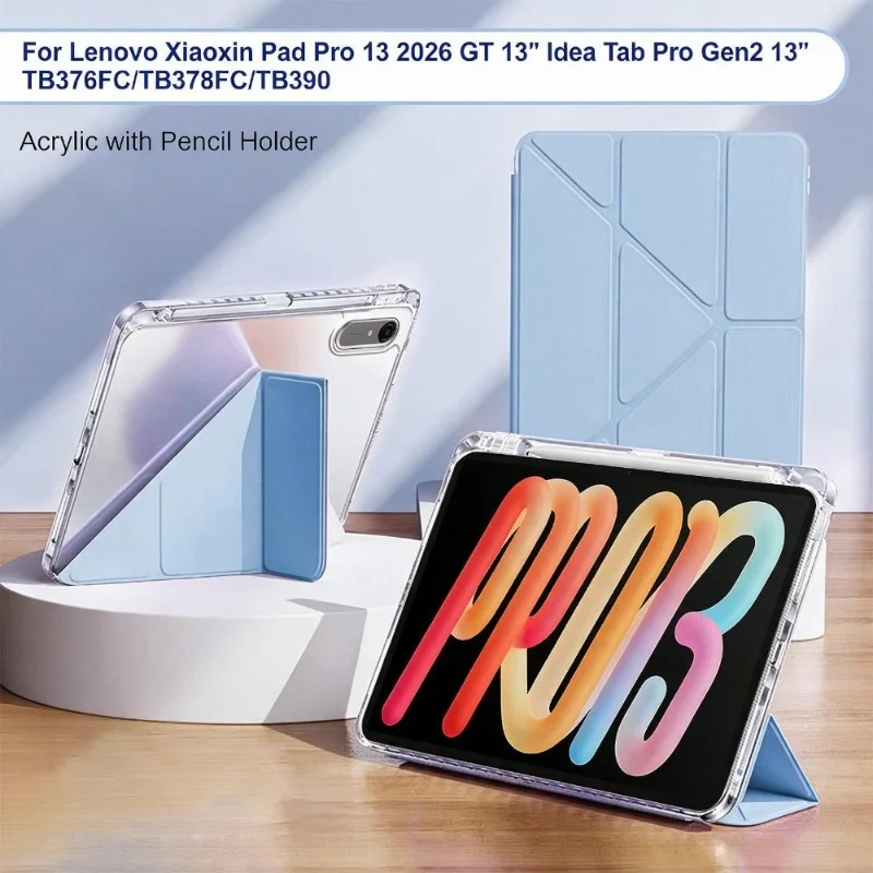 For Lenovo Xiaoxin Pad Pro/GT13 2026 13inch Tablet Case Magnetic Fold TPU Back Cover For Idea Tab Pro Gen2 TB376FC/TB378FC/TB390