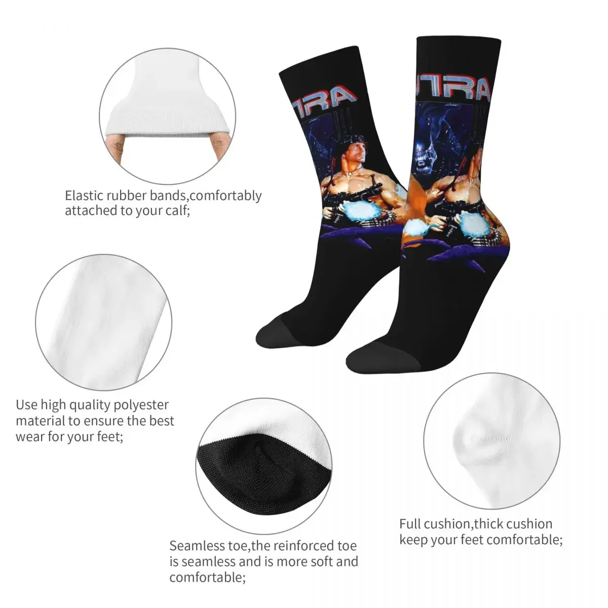 Autumn Winter Harajuku Men's Women's Contra Movie Socks Game Sweat Absorbing Football Socks