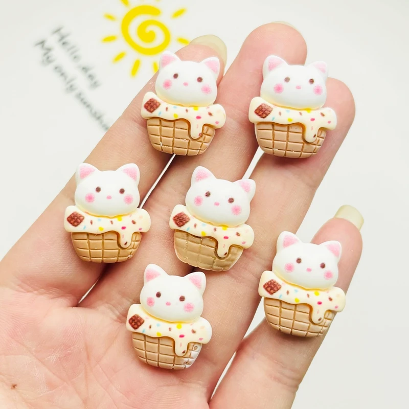 10 Pcs New Resin Cartoon Animal Cake Little Bear Flat Back Scrapbook Figurine DIY Bow Decor Accessories Crafts