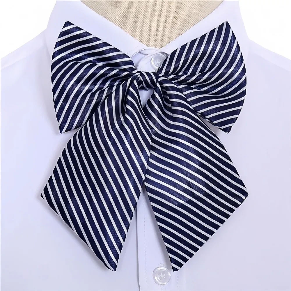 Fashion Stripe Women Necktie Korean Style Adjustable Bowknot Neckties Uniform Shirt Vintage Ladies Neck Wear Airline Stewardess