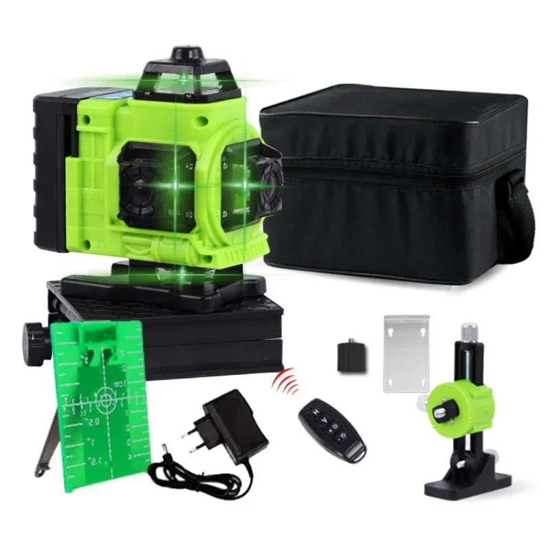 Laser Level With 16 Crosshairs Rotating 360 Degrees Green Super Beam Automatic Level With Tripod For A Distance Of 50 Meters