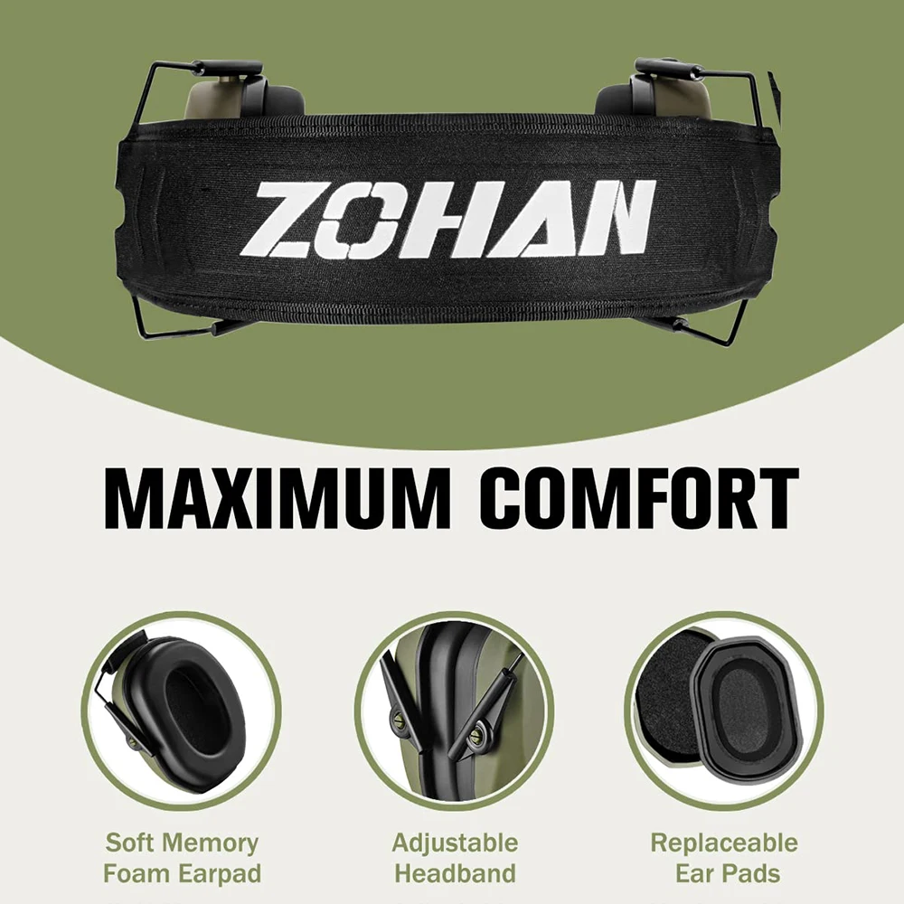 ZOHAN Safety Passive Earmuffs Shooting Earmuffs Hearing Protections For Shooting NRR 27dB Noise Reduction Soundproof Headset