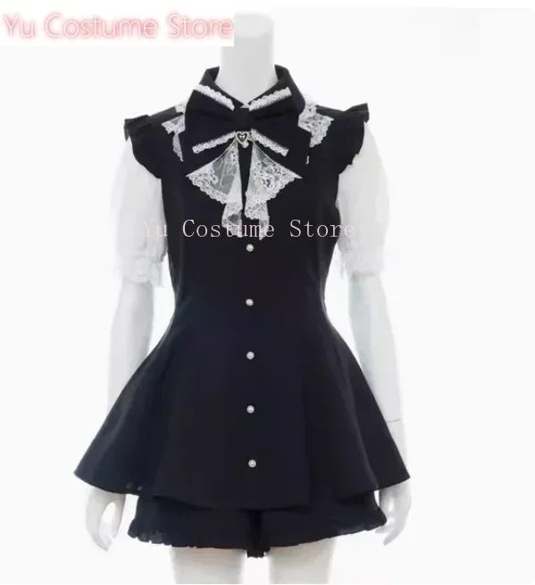 

SC Lolita Dress Suit Japanese-Style Mine Slim-Fit Slimming Bow Lace Shirt Shorts Two-Piece Sets Women Rojita Culottes Yu Costume