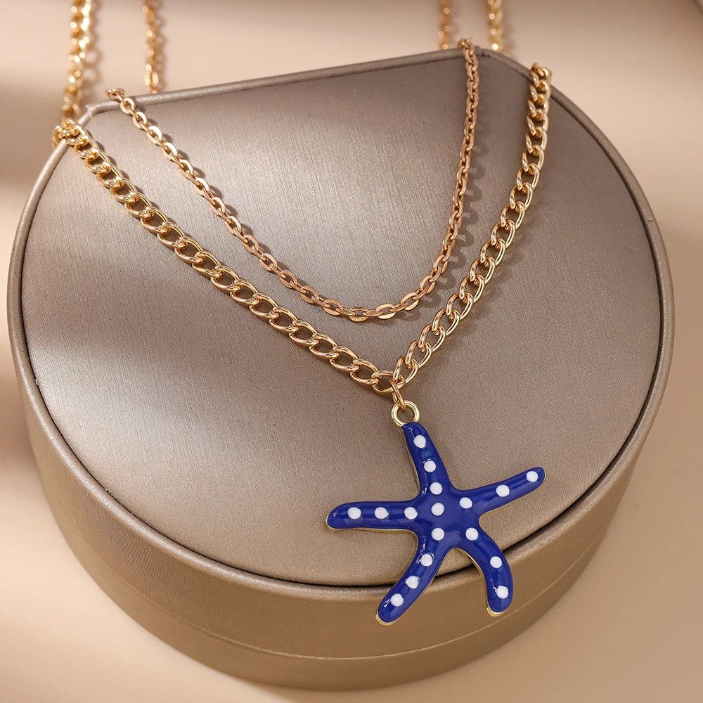 Aihua Mode Fisch-Seestern-Anhänger-Halsketten für Damen und Herren, Sommer-Strand-Party-Halskette, trendiger Schmuck, Geschenke – Detail 4