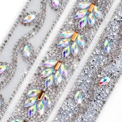 DuCrystal 22mm Hot Fix Resin rhinestone Trim Ribbon Iron on Chain for DIY Garment, Shoes, Dress Decorate