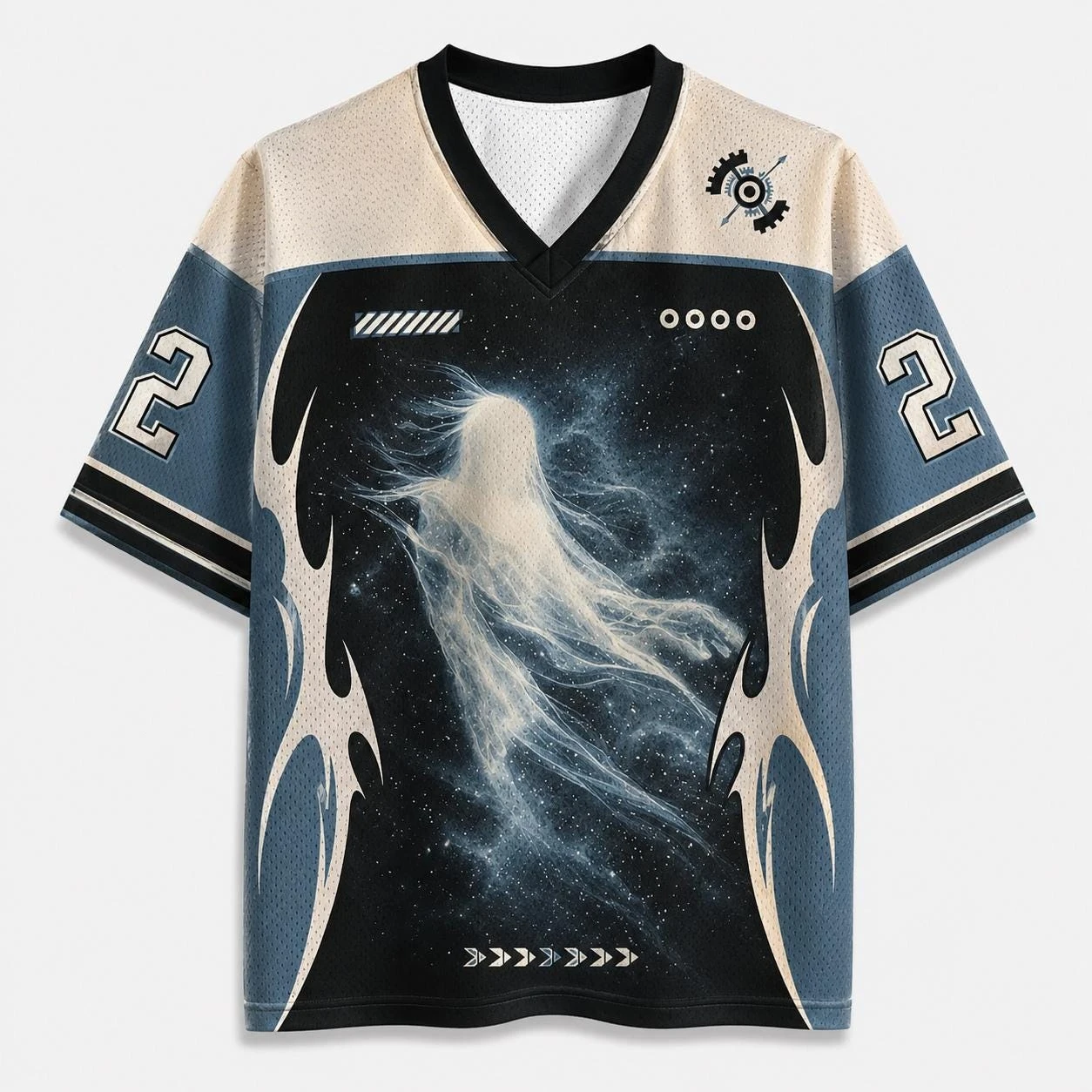 2026 Summer Fashion Trendy Dreamy Phantom Shoulder Design 3D Printing Outdoor Leisure Fitness Style V-neck T-shirt Large