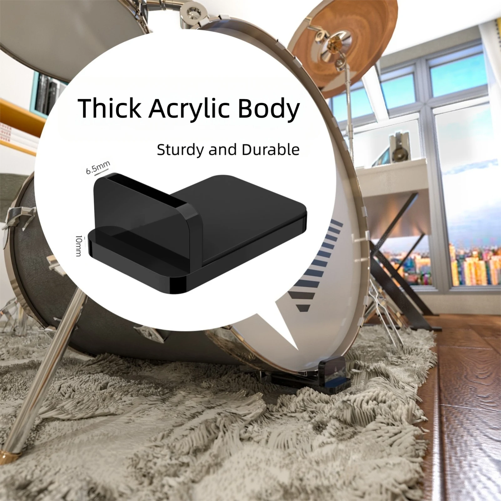 

Горячие продажи для Evans Bass Portable ‌ Барабанный ковер, акриловый противоскользящий черный якорь, амортизирующий для барабанной установки, сменный инструмент