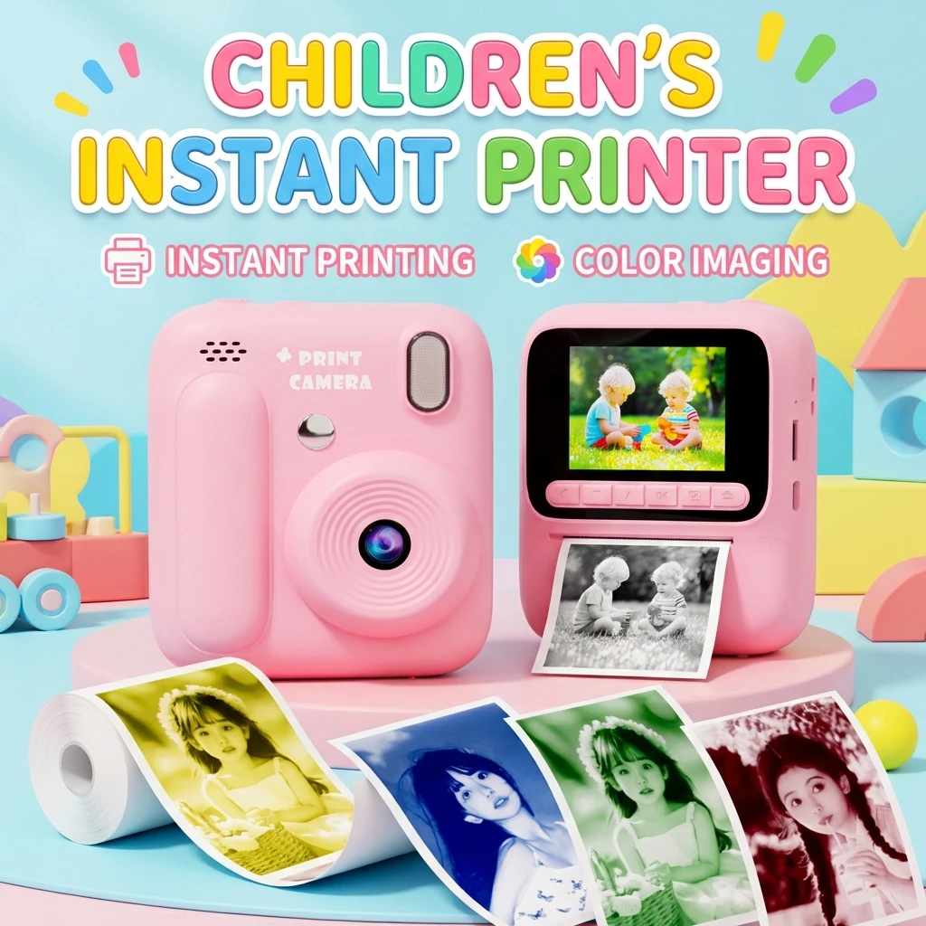 

New Instant Print Camera Kids 5 Color Printing Camera 1080P Thermal Paper Print Print Photo Video Games Children Boy Gilrl Gift
