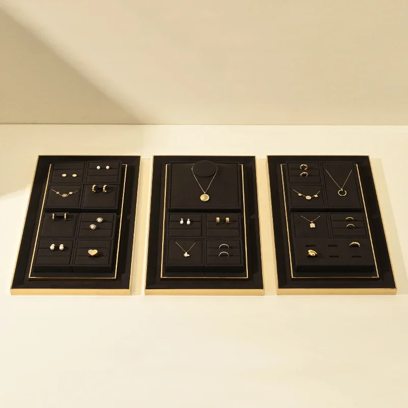 

Роскошный реквизит для ювелирных изделий, высококачественные металлические ожерелья из микрофибры, прилавки для колец, демонстрационные стеллажи для ювелирных изделий