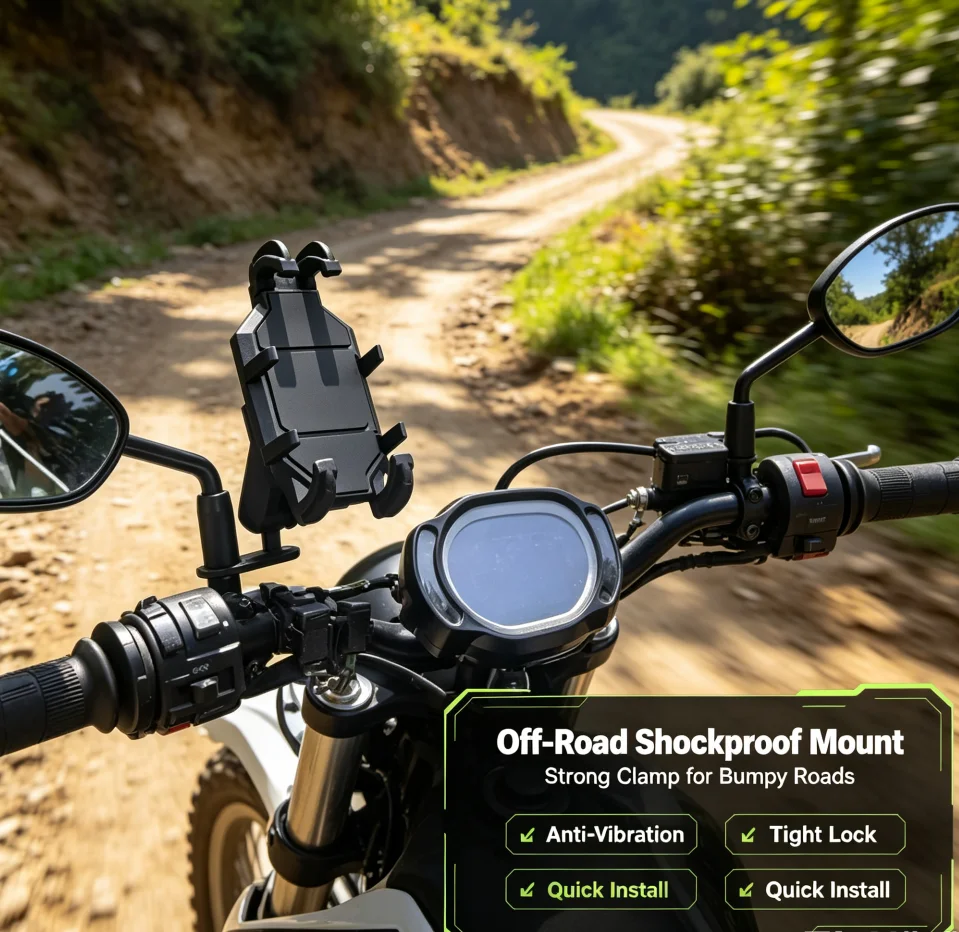 Moto Motorcycle Phone Mount Handlebar Holder Shockproof GPS Bracket Motorbike Scooter Universal Anti-vibration Smartphone Clamp
