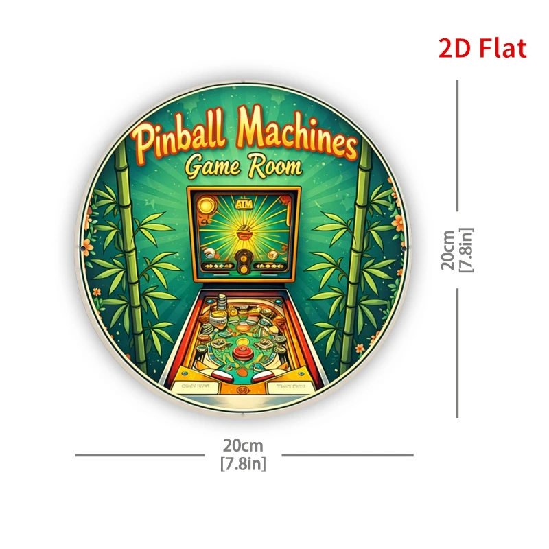 2D Flat - 1pc 20X20 Cm - Tin Sign for Pinball Machines - Vintage Wall Decoration for Arcade Game Rooms And Gaming Enthusiasts