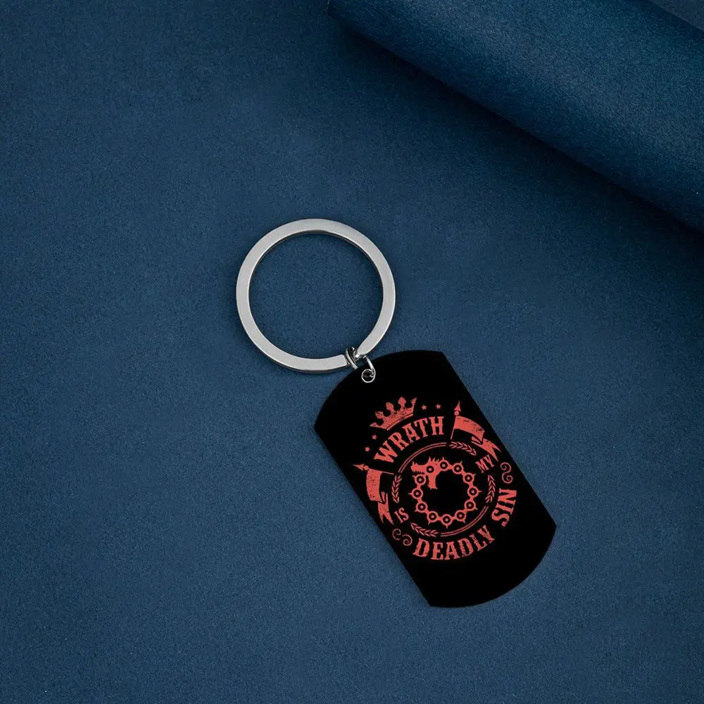 Fashion Vintage Charm Anime The Seven Deadly Sins Keychain Meliodas Elizabeth Liones Alloy Keyring Holder Gift for Men Car Key