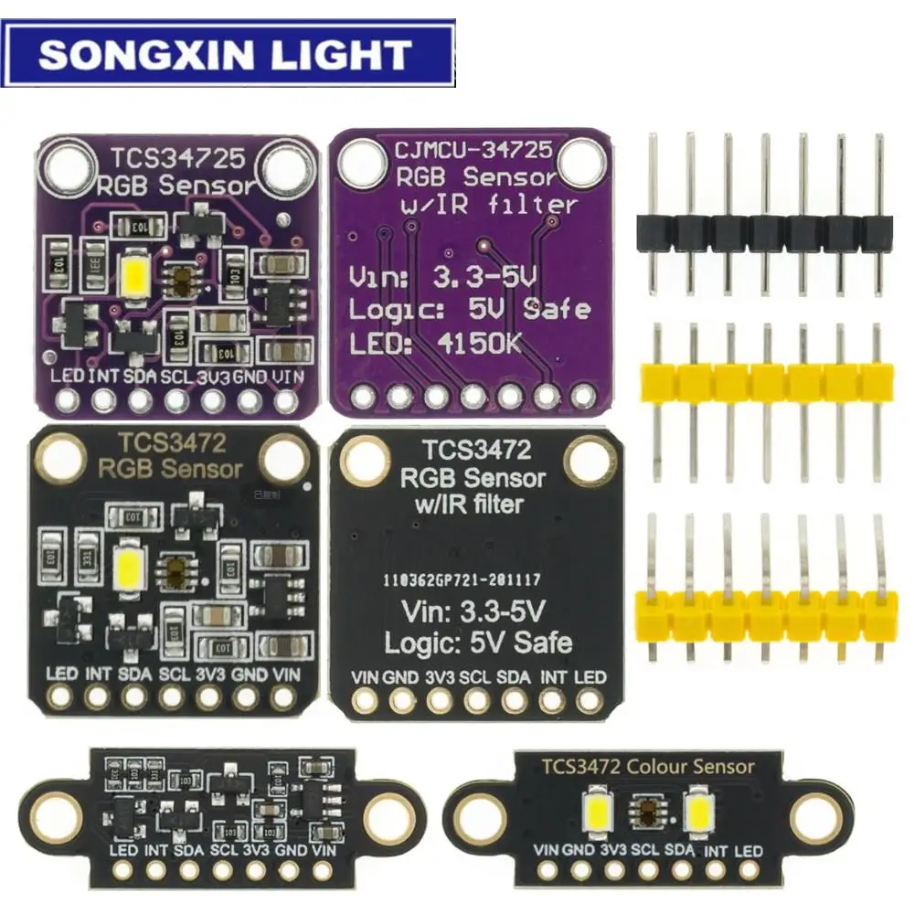 SX TCS34725 Color RGB Sensor Board IIC for STM32 Recognition Module Amplifier Development Sound Charging Photos Fm Power Supply